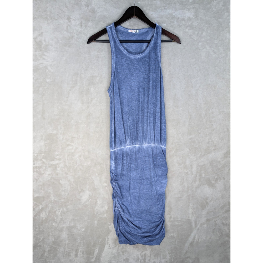 Sundry Rouched Blousin Tank Dress Mineral Heathered Blue Size 1 Coastal Boho